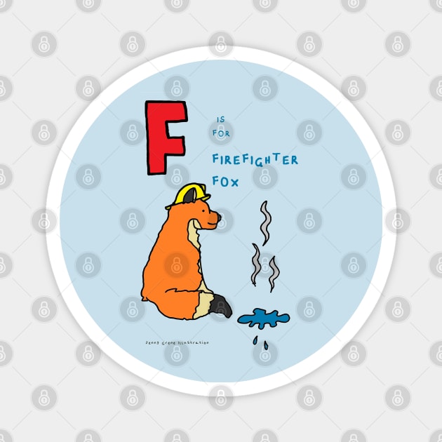 F is for firefighter fox. Magnet by JennyGreneIllustration